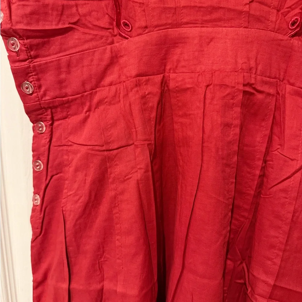Scarlet Red Dress with Button Detail - Picture 4 of 4